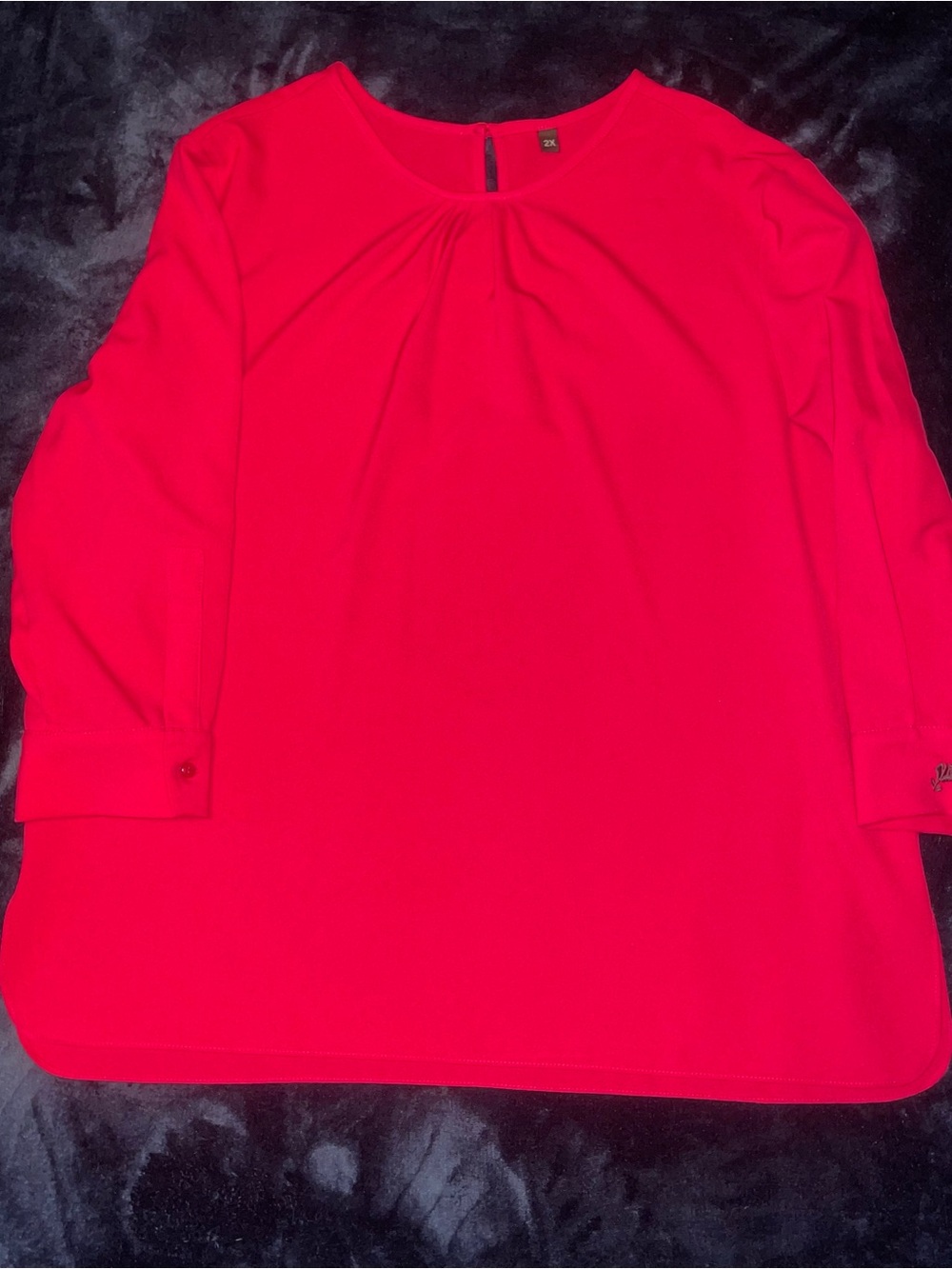 Women's Bright Pink Long Sleeve Blouse - Classic Crew Neck